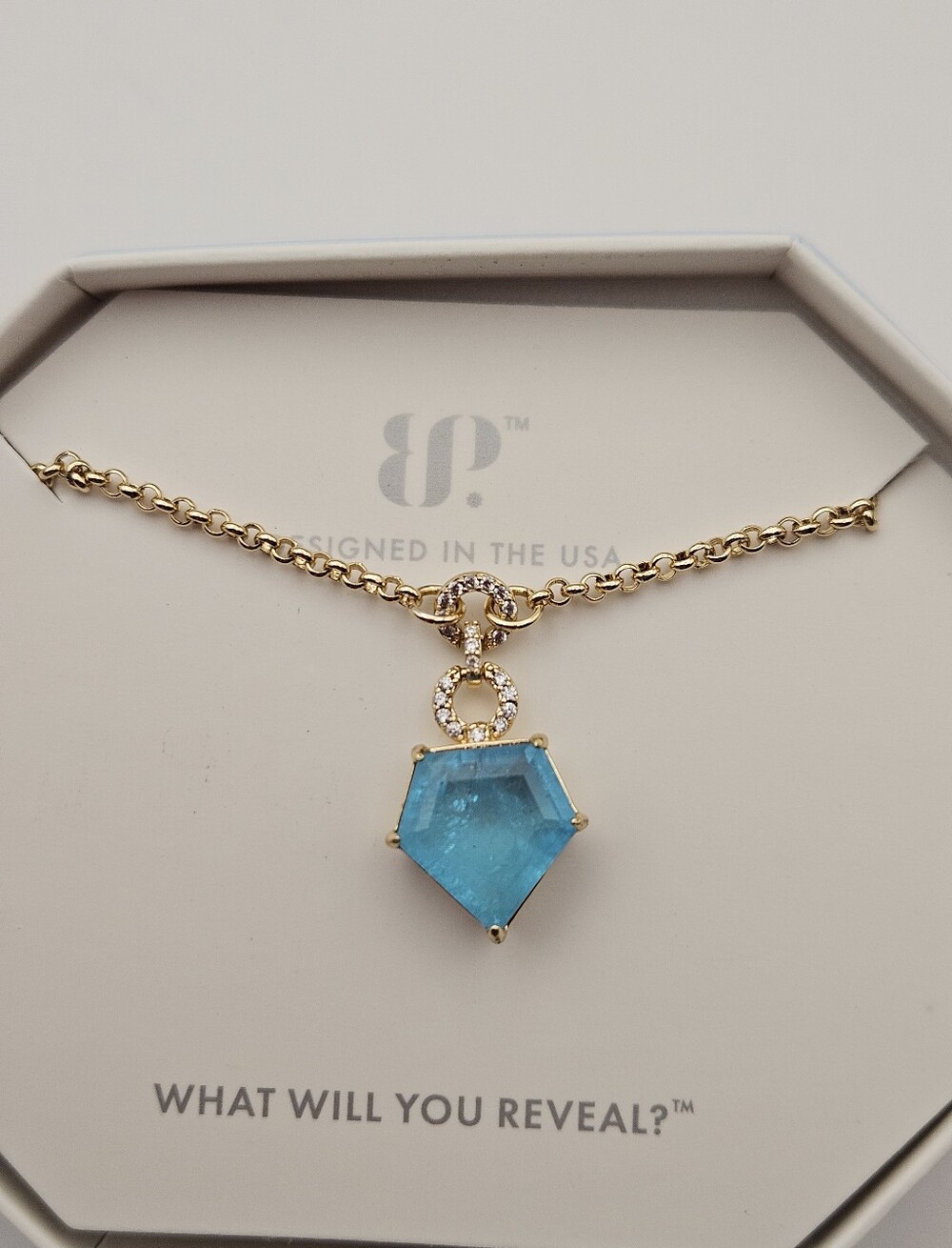 Bomb Party NK70774 "Braver Now" Aqua Blue Quartz Necklace